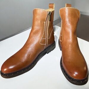 Franco Sarto Santanna Leather Chelsea Ankle Boots  Cognac Brown Sz 7.5